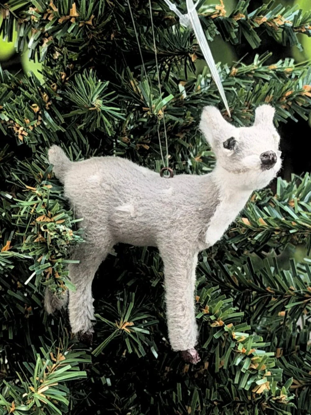 Raz Imports Gray Spotted Fawn Deer Faux Fur Retro Woodland Christmas Ornament